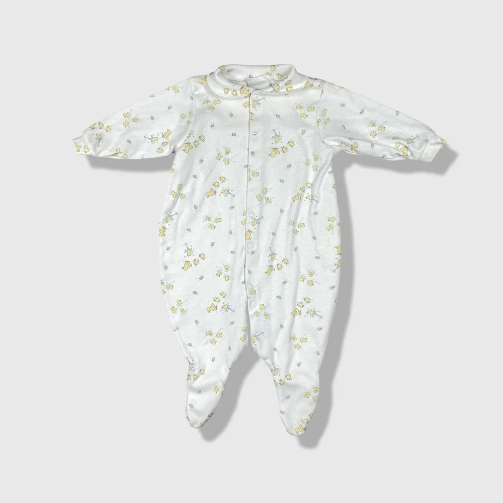 Carter's Footed Sleeper Baby 3-6M‎ White Yellow Duck Print Vintage Aesthetic